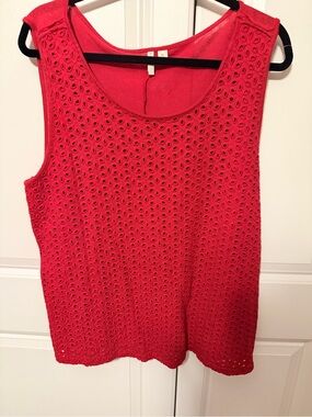 Cato Red Eyelet Sleeveless Tank Top